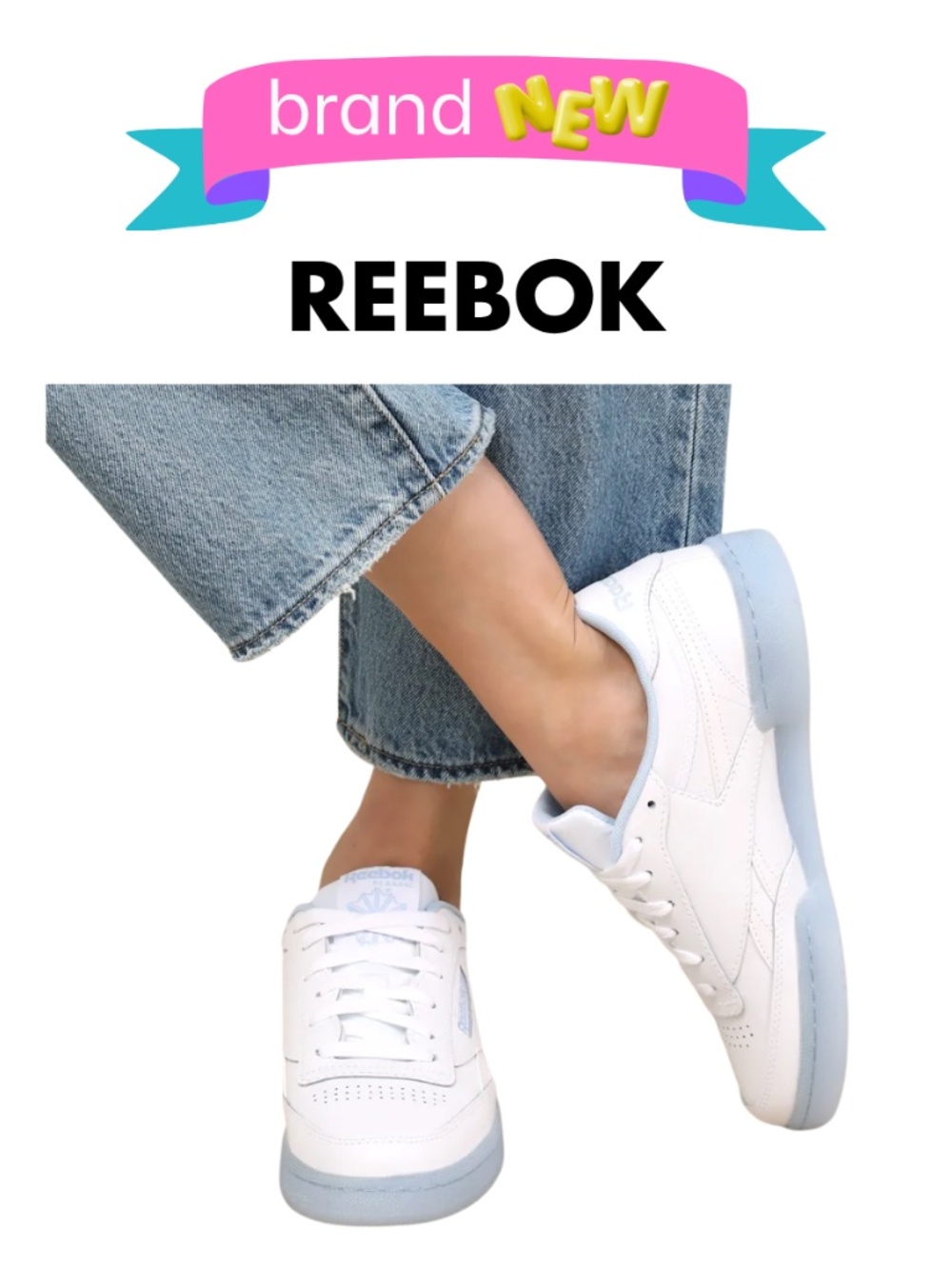 Reebok Women's Club C Revenge White & Blue Leather Sneakers Size 7 Brand New